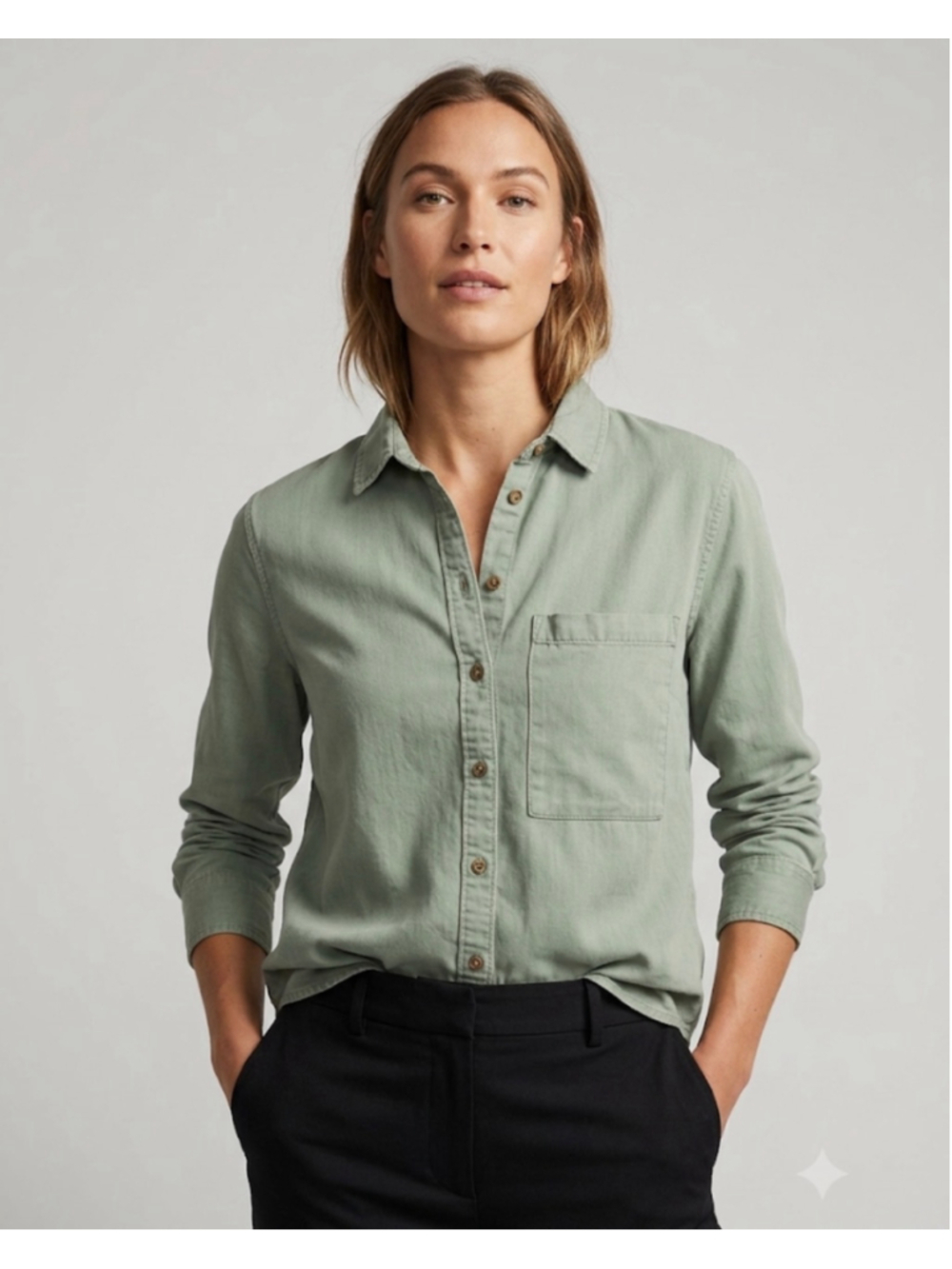 Aerie Sage Green Oversized Button Down Shirt Size XS